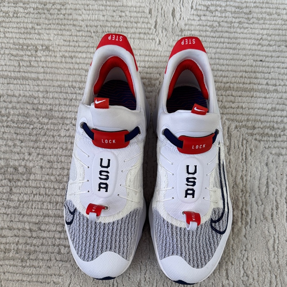 Nike Men's White and Red Sneakers with USA Design